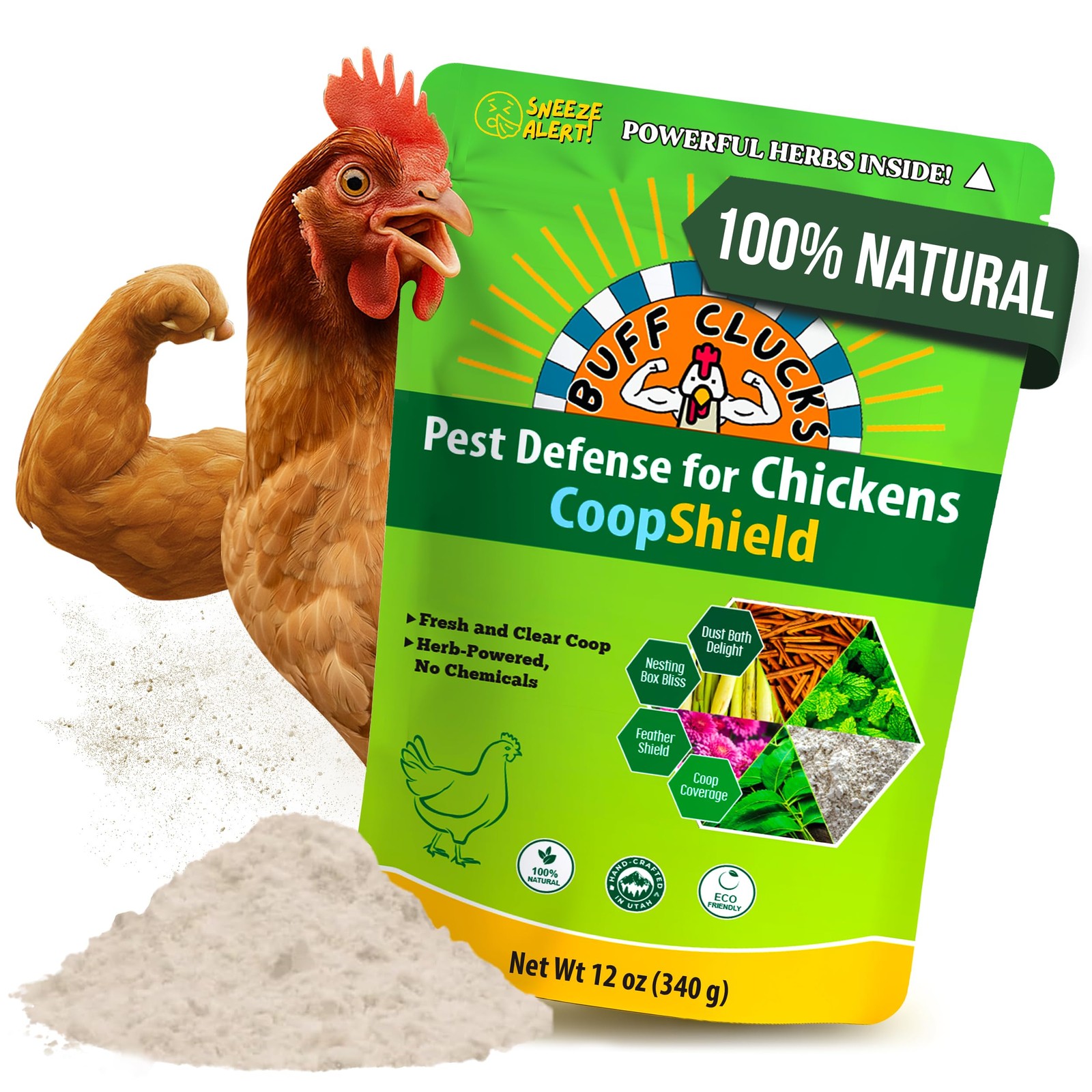 Buff Clucks Chicken Dust Bath Herbs 12o