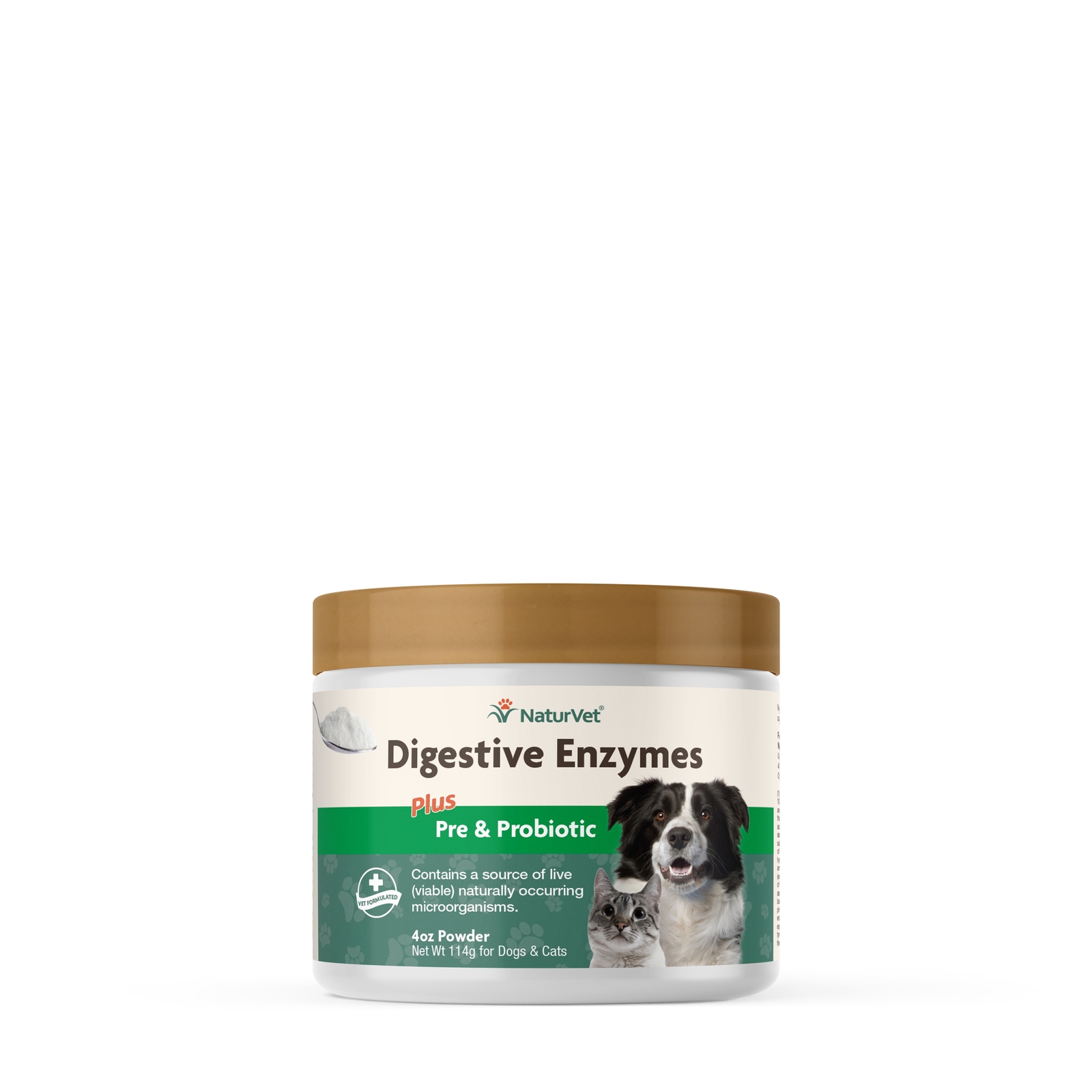 NaturVet DIGESTIVE ENZYMES PROBIOTICS Healthy Digestion for Dogs and Cats 4 oz