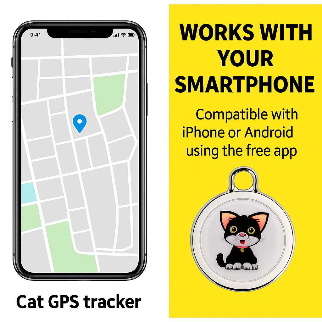 Cat GPS Bluetooth Tracker Collar Tag Anti-Lost Locator for iPhone Android