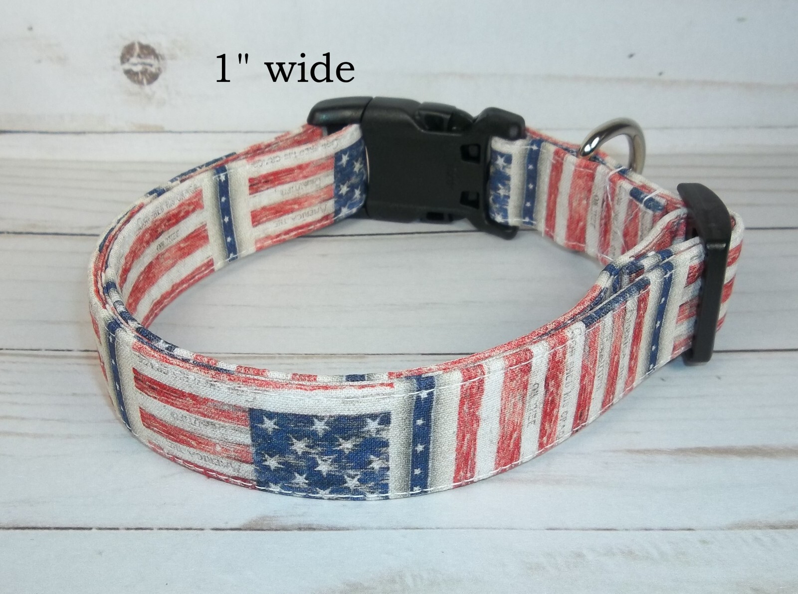 Red White Blue USA Flag 250 Terri’s Dog Collar handmade adjustable 4th July