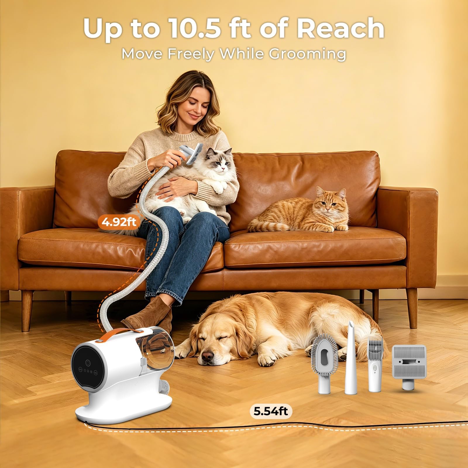 Dog Grooming Vacuum Kit with Clippers, 12000Pa Strong Suction, 2L Large Dust …