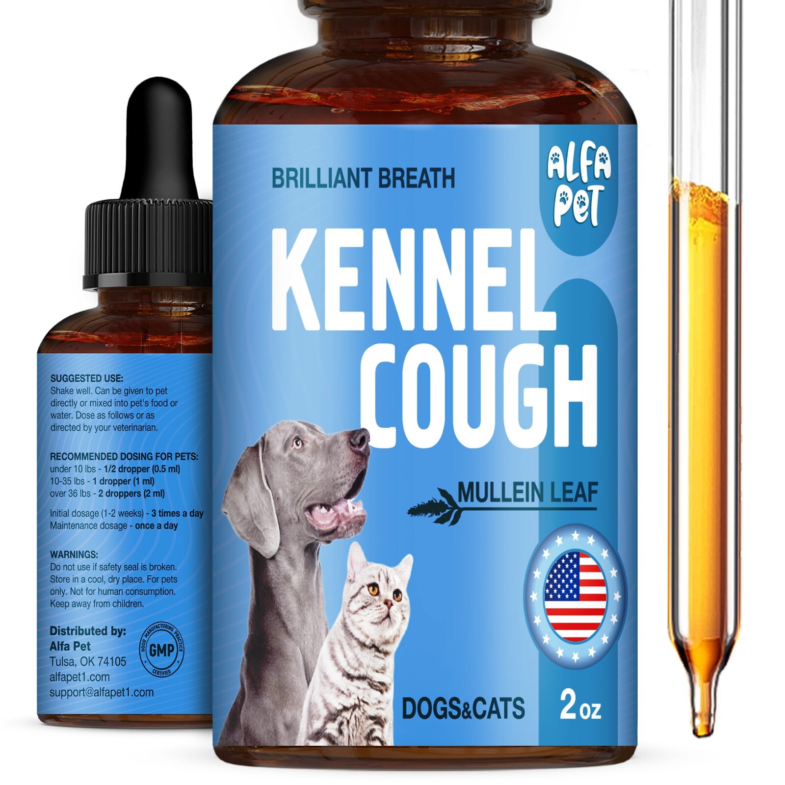 Dog & Cat Kennel Cough Support | Natural Infection Drops | 2 oz