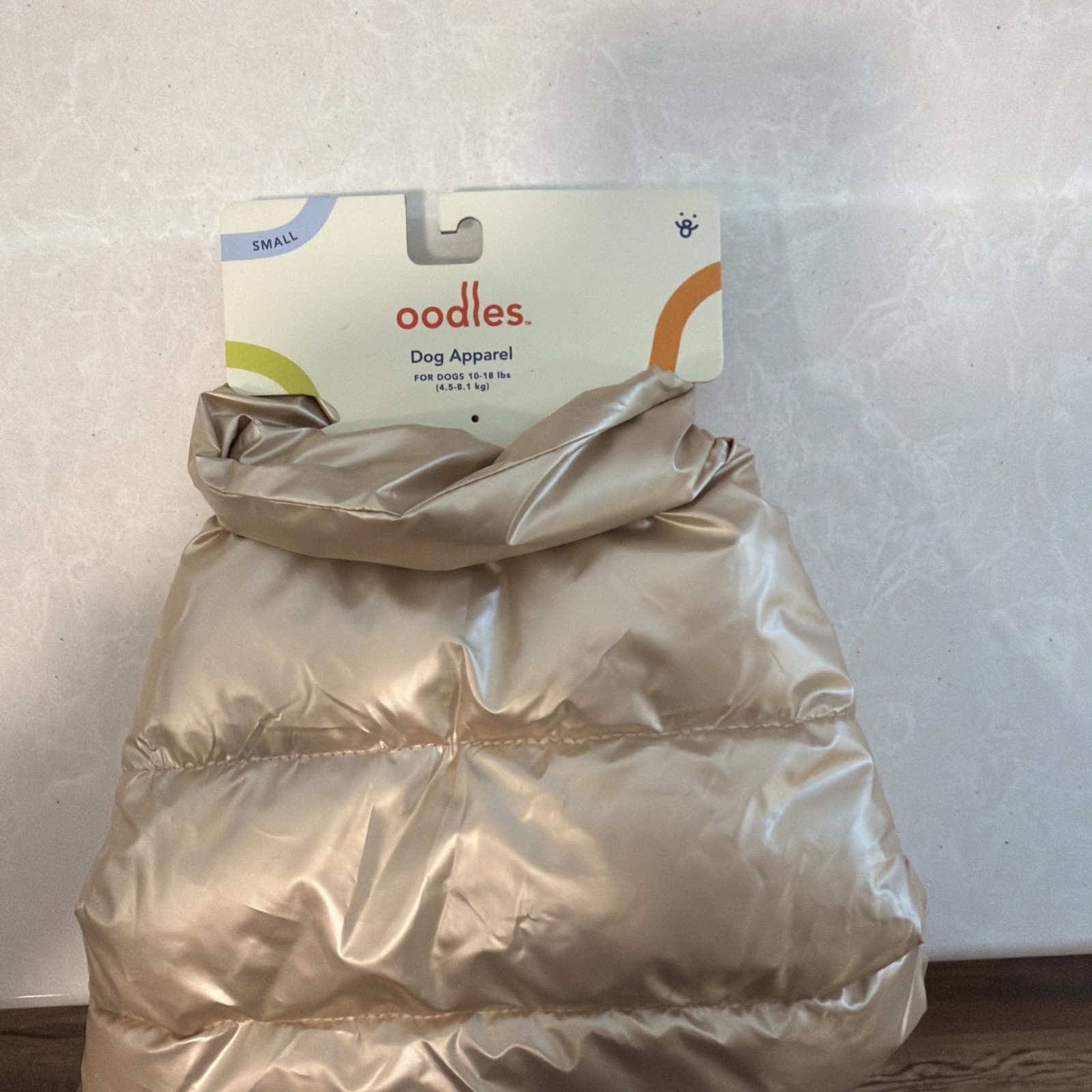 Oodles Small Champagne Puffer Jacket. Fits Dogs 10-18 Lbs. Brand NEW