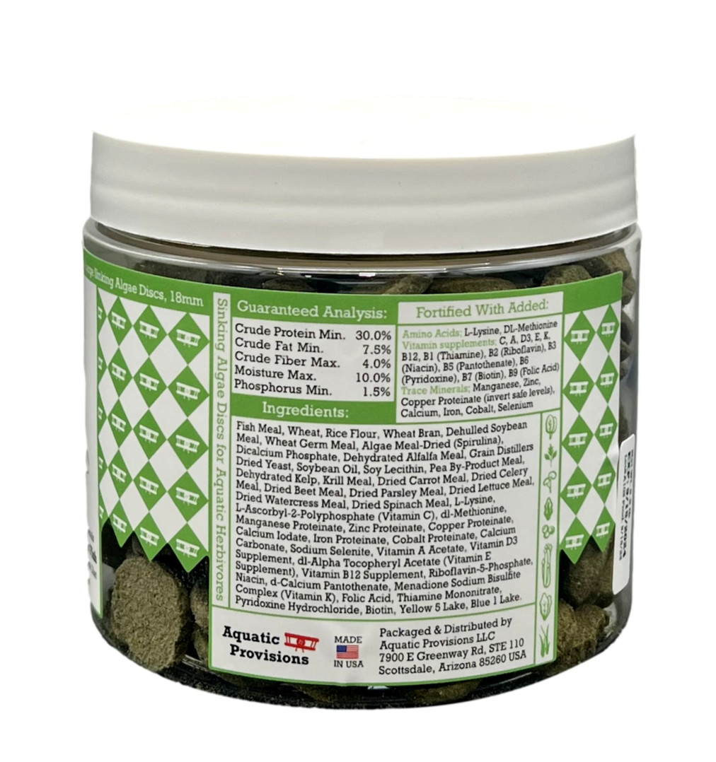 18mm Sinking Spirulina Veggie Algae Disc Wafers Herbivore Pleco Fish Food 8oz