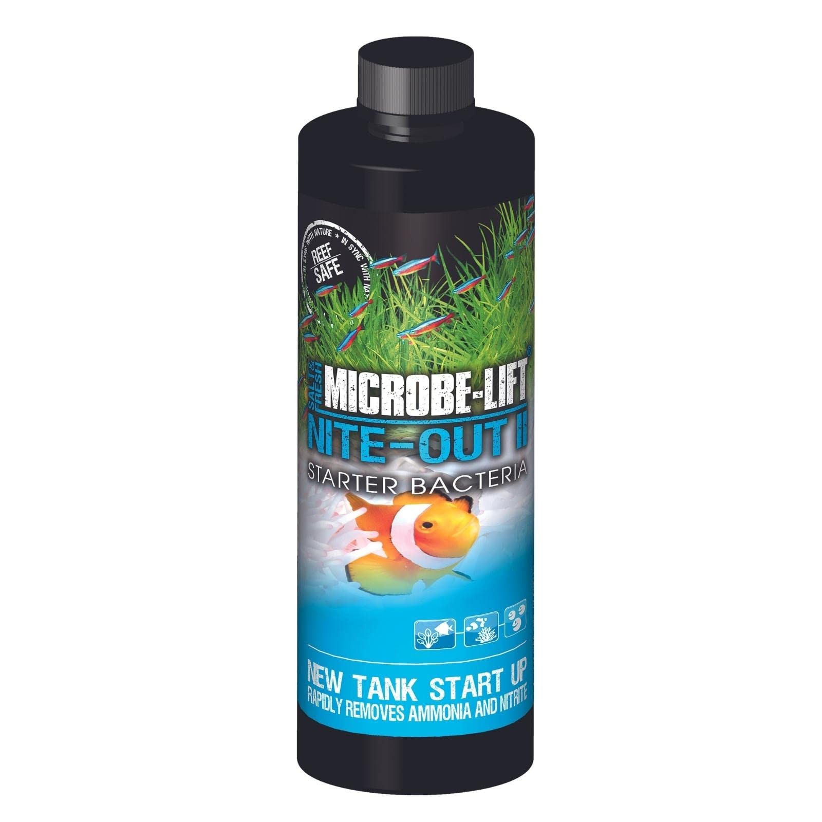 MICROBE-LIFT Nite-Out II Aquarium Bacteria for Start-up, 16 Ounces, Black