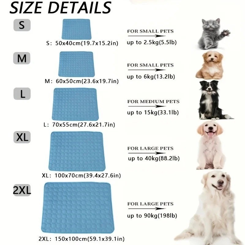 Dog Cooling Mat Pet Bed Summer Ice Pad Washable Cool Blanket For Large Dogs Cats
