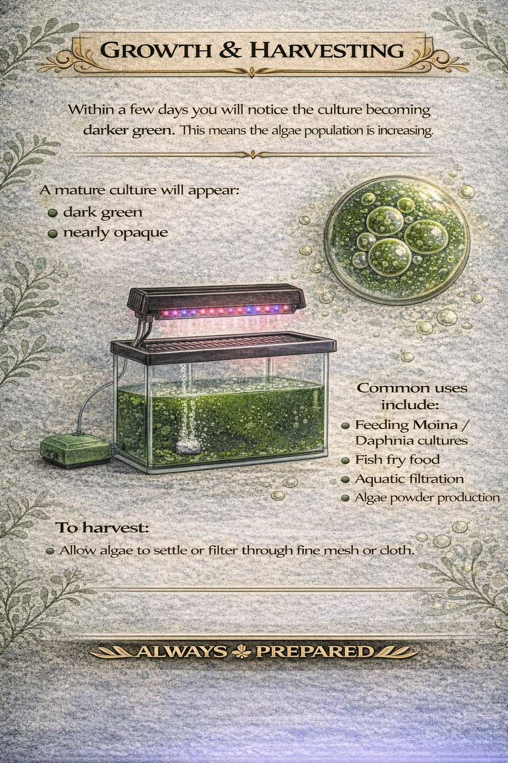 Live Chlorella Vulgaris Culture (500ml) and Algae Growth Nutrient (250ml)
