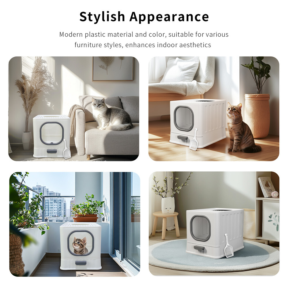 Corner Cat Litter Box with Lid Fully Enclosed Anti-Splashing Cat Kitty Litter