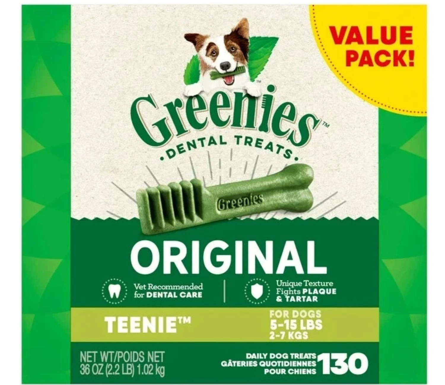 GREENIES Original TEENIE Natural Dental Dog Treats 130 Count ** Fast Shipping **