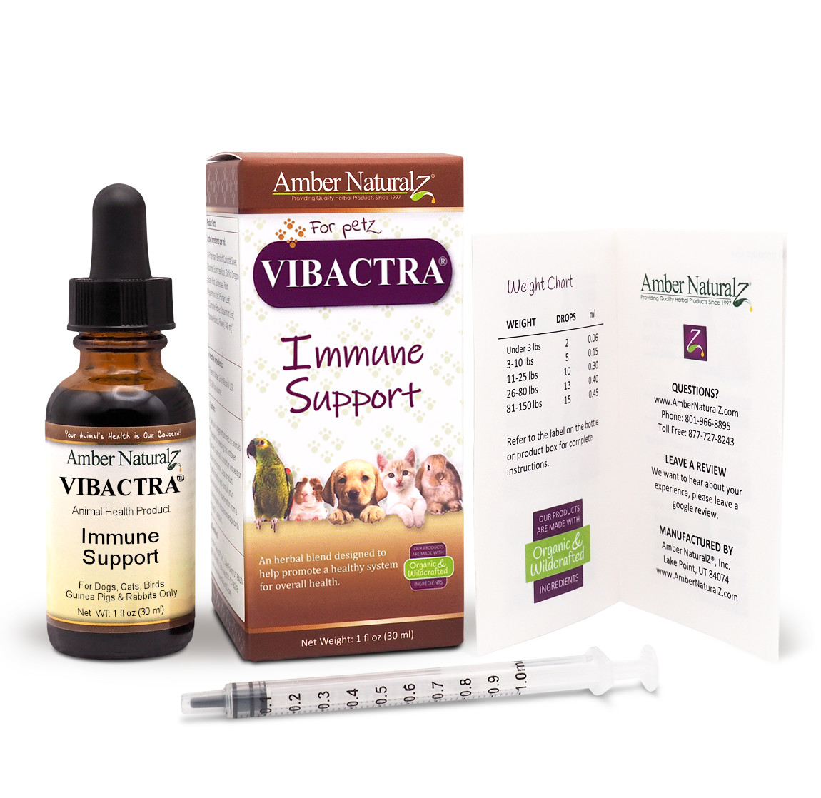 Amber Naturalz Vibactra 1 oz. – powerful immune support 4 dogs, cats, & pets