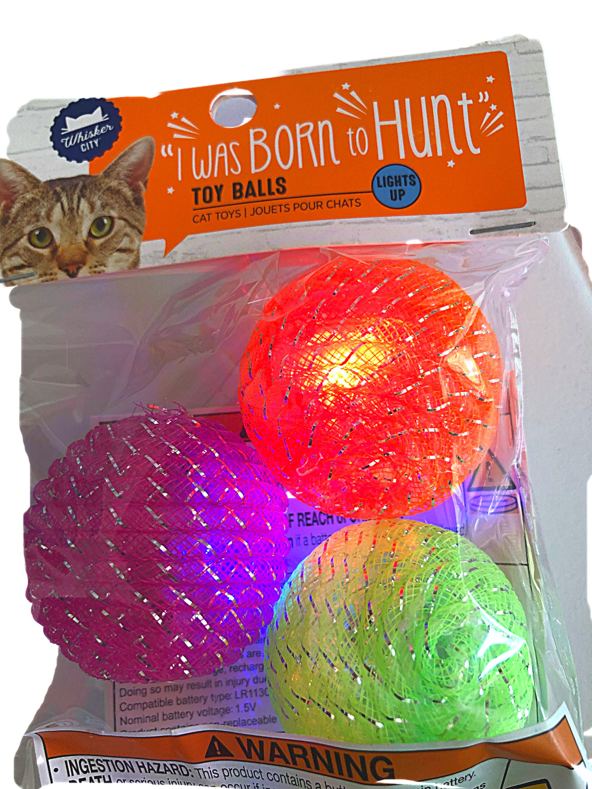 Whisker City Light-Up 3 Pack Colorful Balls Cat Toy