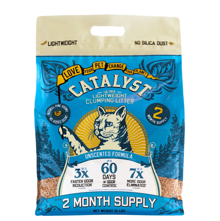 Catalyst Softwood Clumping Cat Litter, Unscented Formula, 15 lb