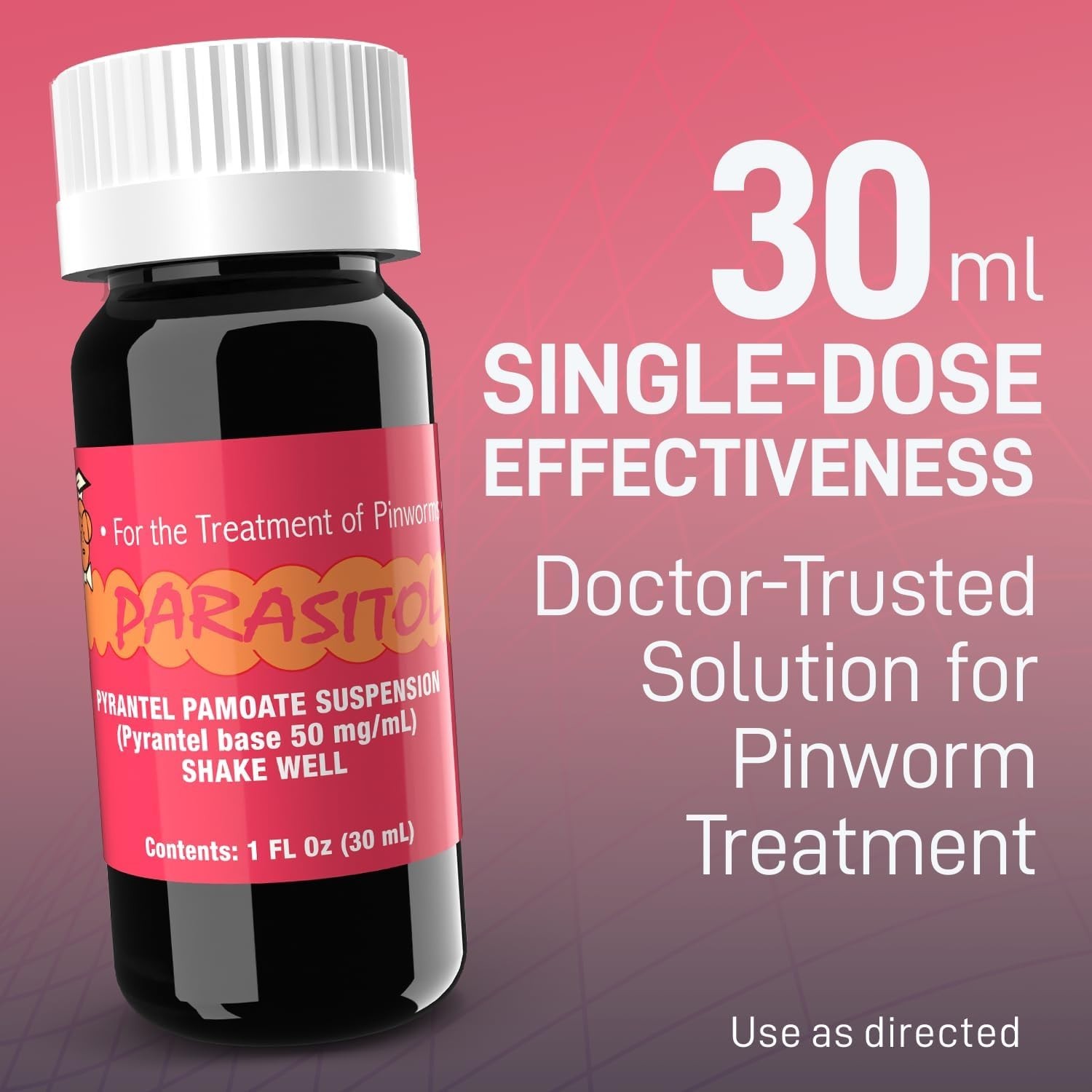 Parasitol Pinworm Dewormer for Humans, 1 Fl Oz (1 Pack) – Pyrantel Pamoate Medic
