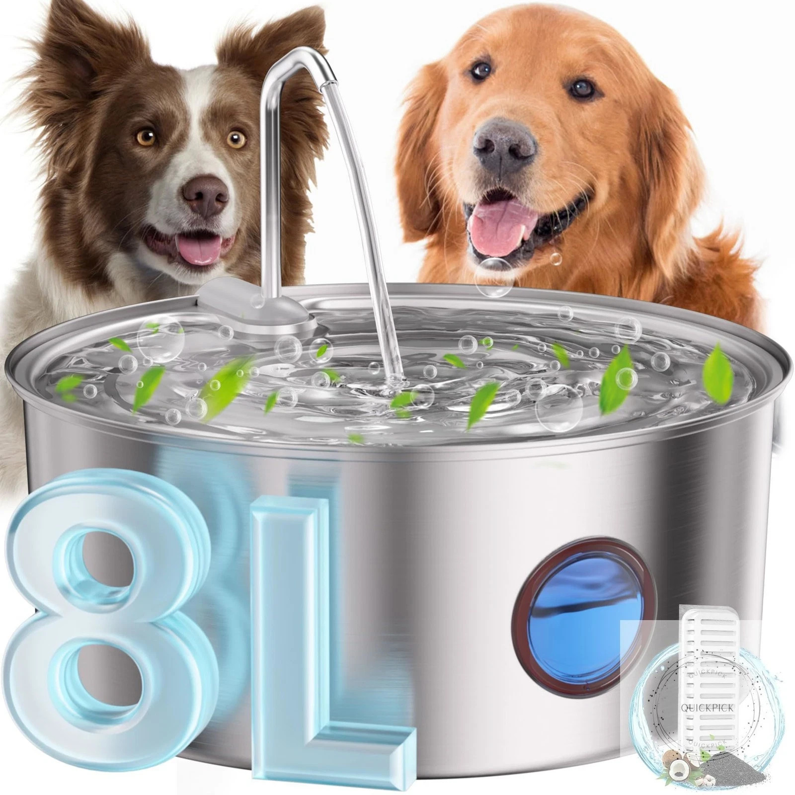 Dog Water Fountain for Large Dogs- 270oz/8L Stainless Steel Dog Water Bowl Dispe