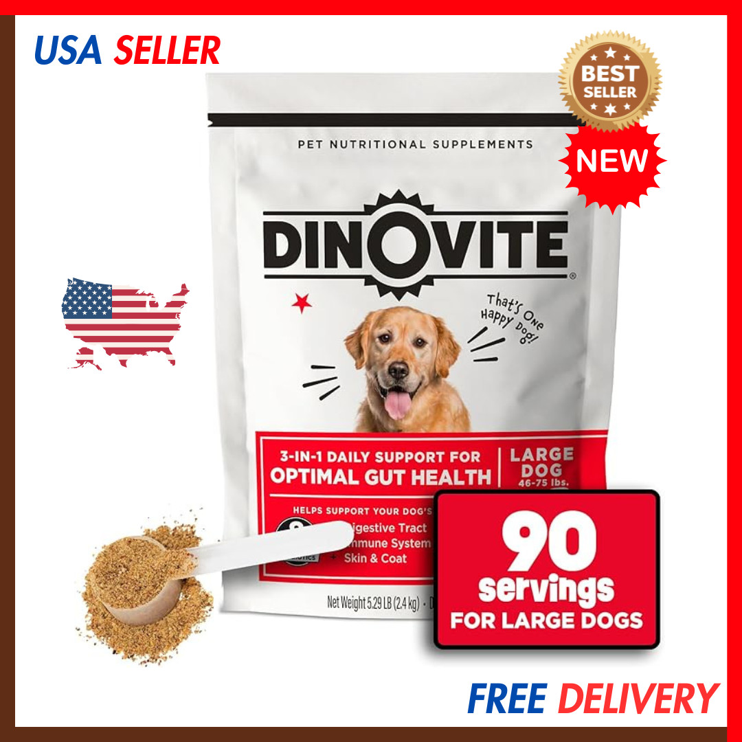Dinovite for Large Dogs | Probiotic Supplement for | 46-75 lbs | 90 Servings