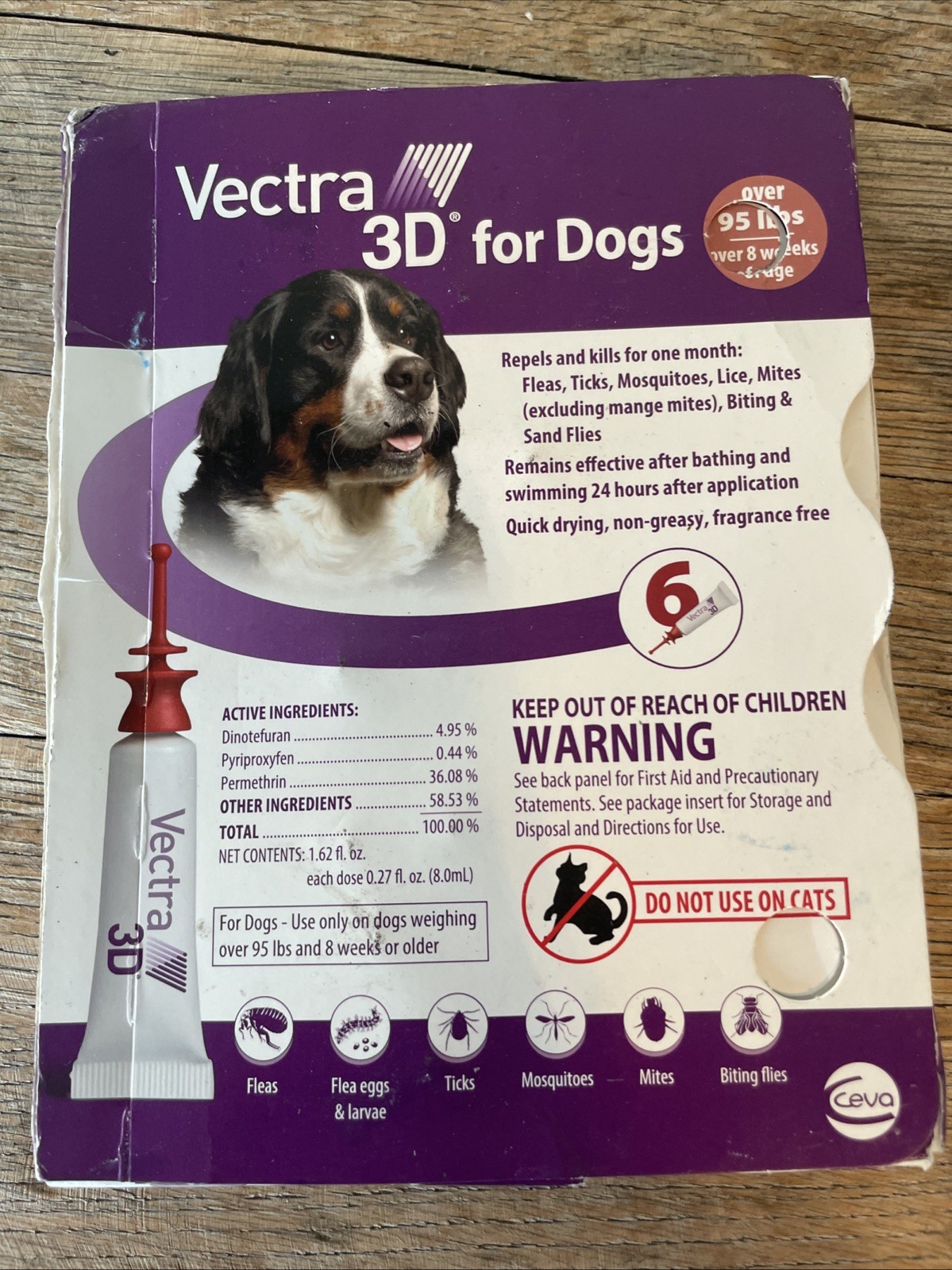 Vectra 3D for Dogs Flea Tick Treatment for dogs over 95lbs 6 Month Supply