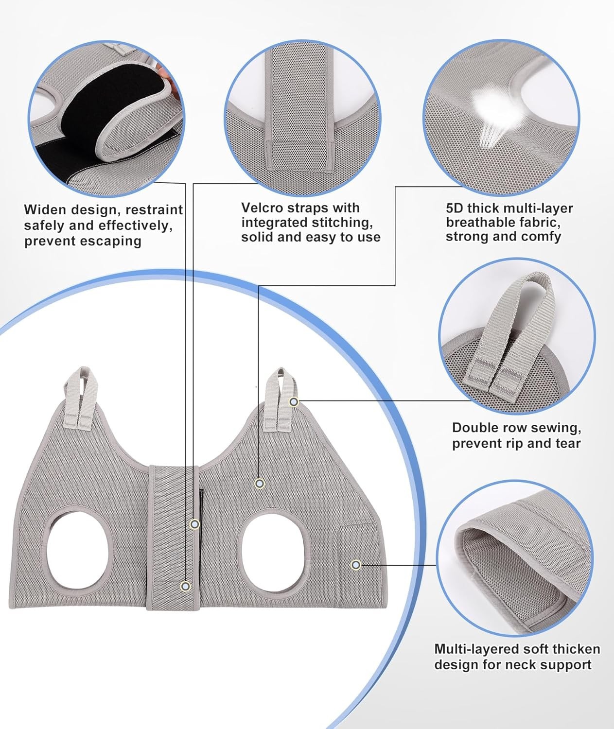 Upgraded Silver Gray Dog Hammock with Thick Neck Support for Easy Nail Trimming