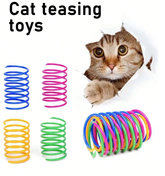 10pcs Cat Spring Toys Springs Self-Playing Cat Toys Colorful for Cat Kitten Pets