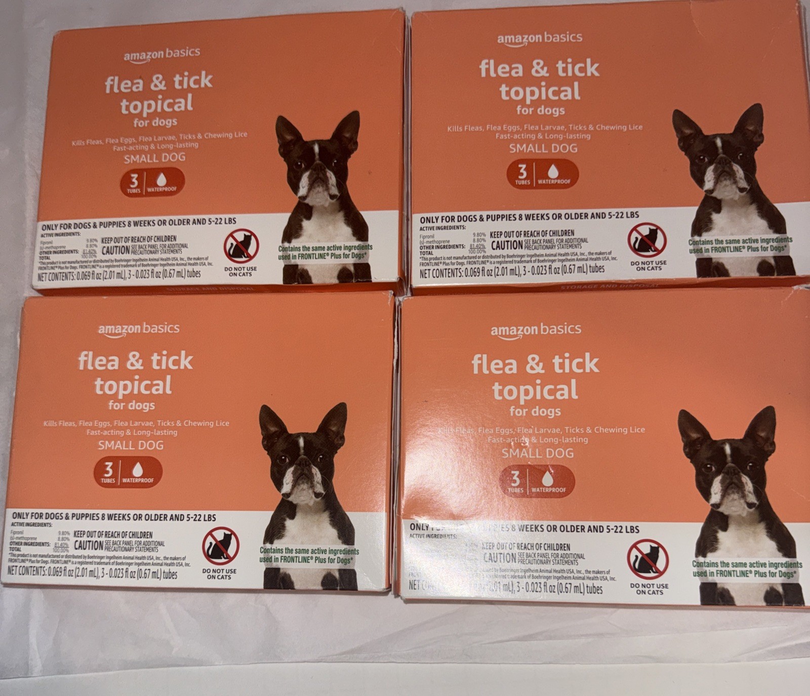 4 Amazon Basics Flea and Tick Topical Treatment 4 Small Dogs (5-22 lbs) 3 Count