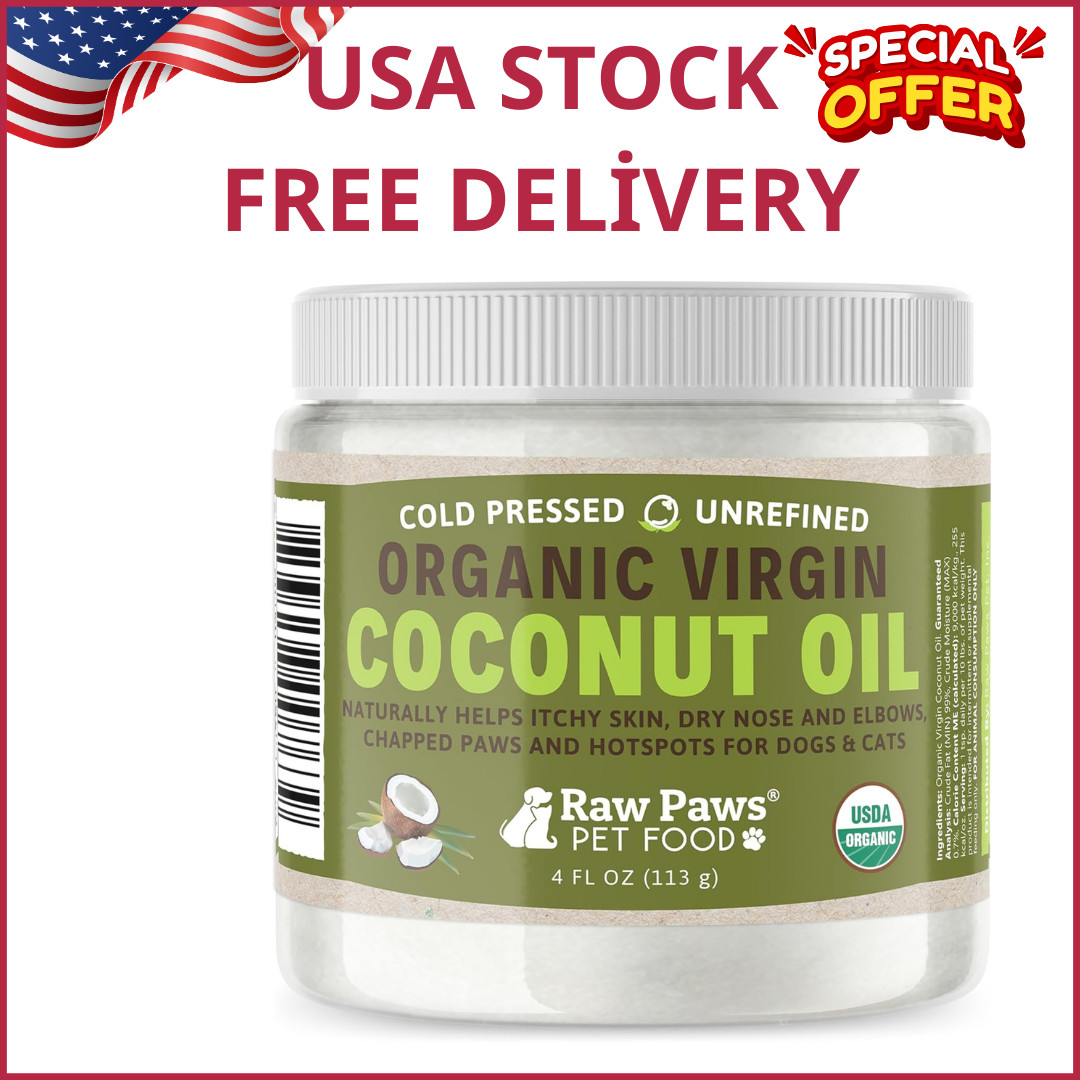 Virgin Organic Coconut Oil for Dogs & Cats, 4-oz – Treatment for Itchy Skin, Dry