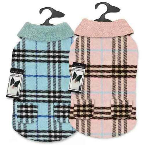 ZACK & ZOEY ELEMENTS CUDDLE PLAID DOG PUPPY COAT JACKET PINK AQUA BLUE MISC SIZE