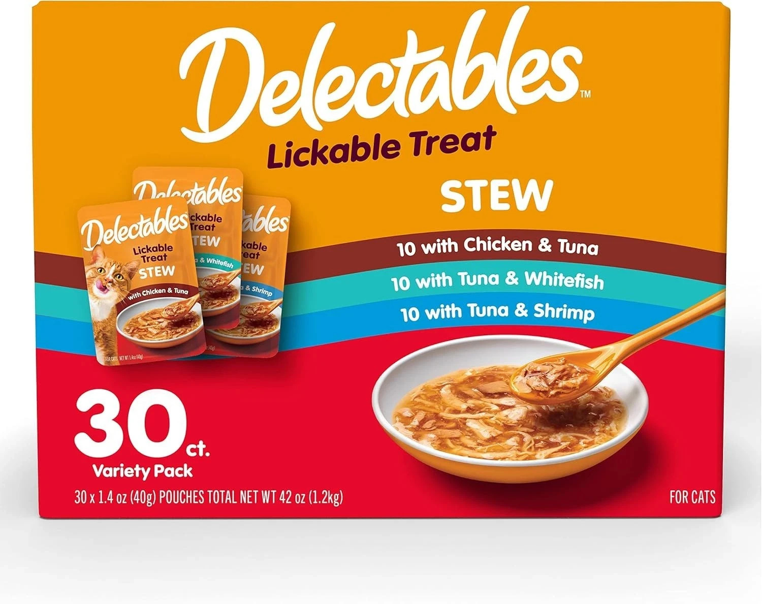 Hartz Delectables Stew Lickable Wet Cat Treats Variety Pack, 30 Count USA