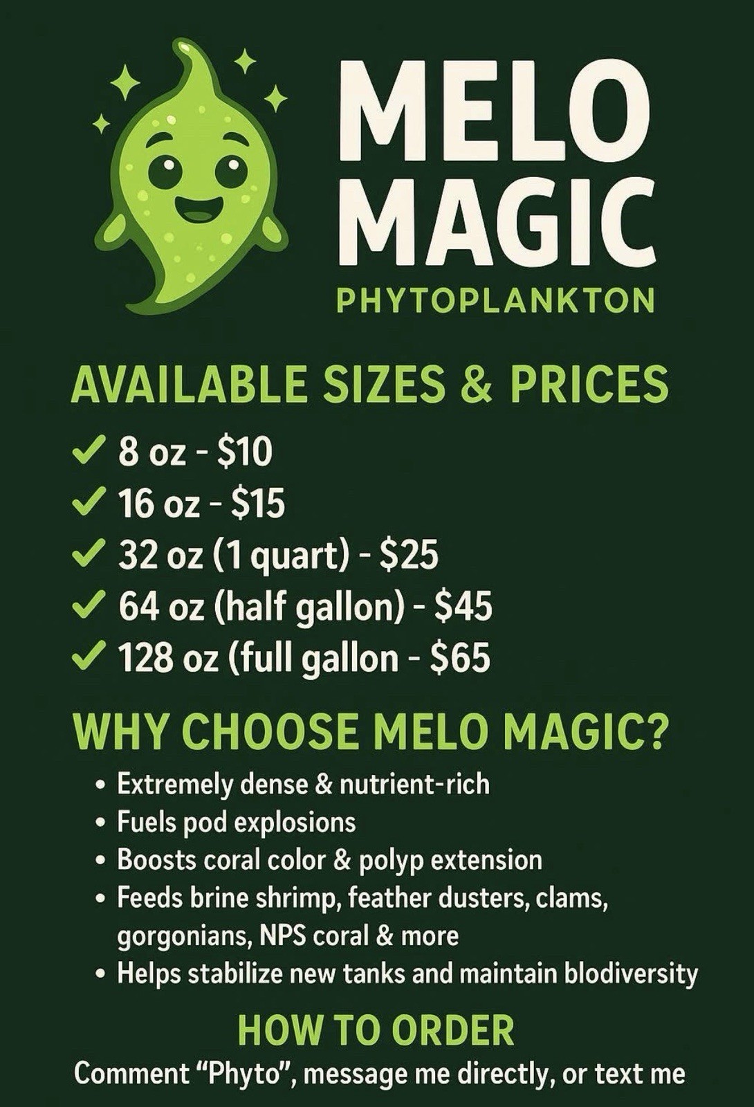 LIVE Phytoplankton Premium Reef Blend – FAST SHIP!