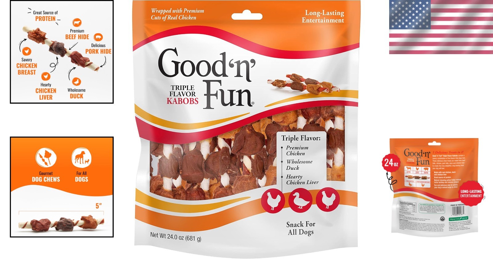 High Protein Good ‘n’ Fun Triple Flavor Dog Chews – Perfect Birthday Treat!