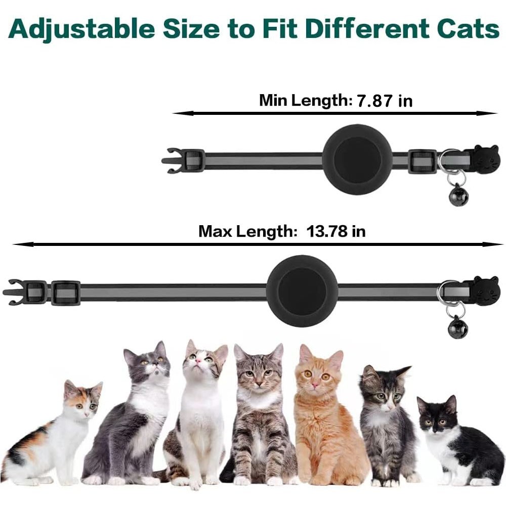 1/2 Pack Airtag Cat Dog Pet Collar Reflective Breakaway Safety Device with Bell