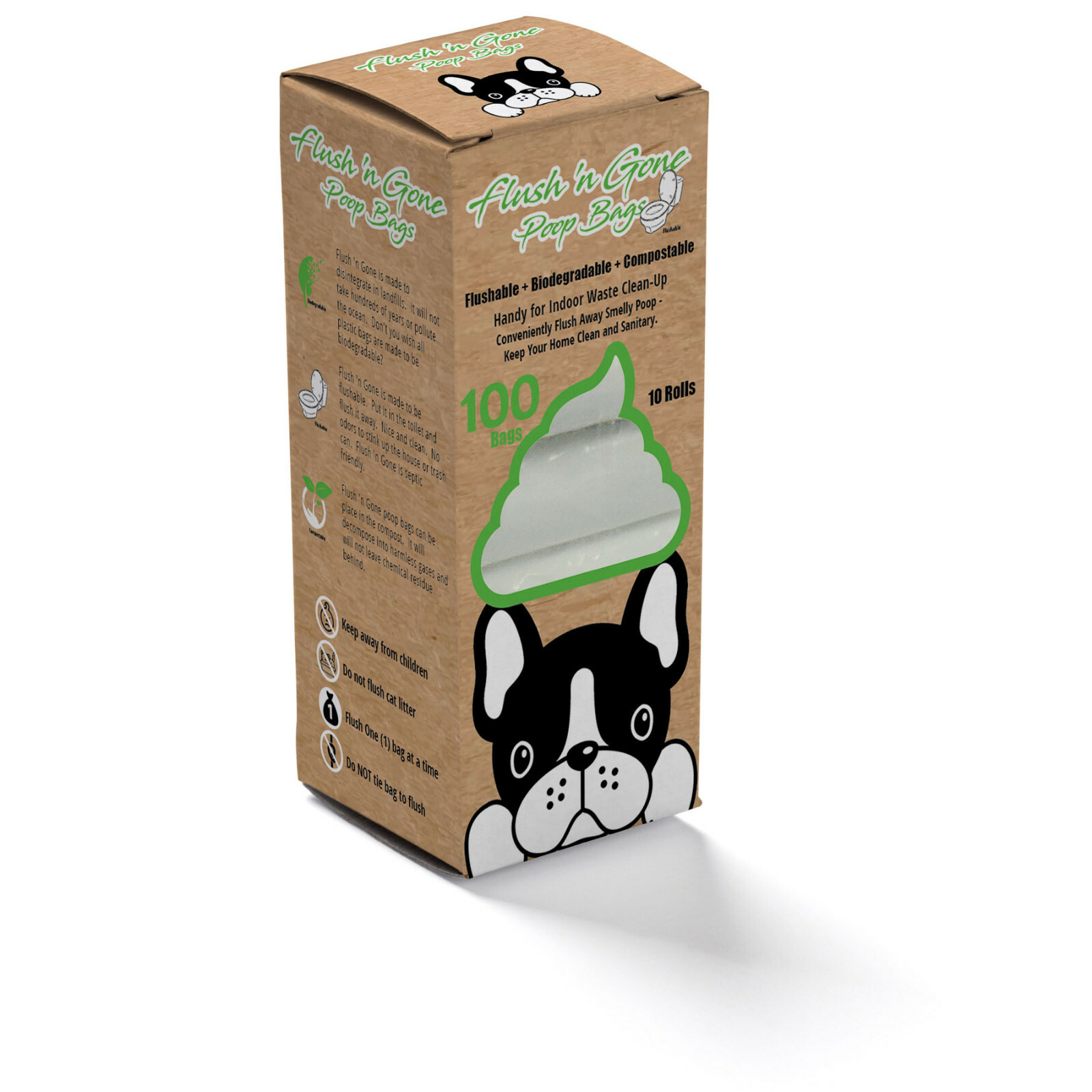 Flush ‘n Gone Poop Bag – Biodegradable, Compostable, Flushable!