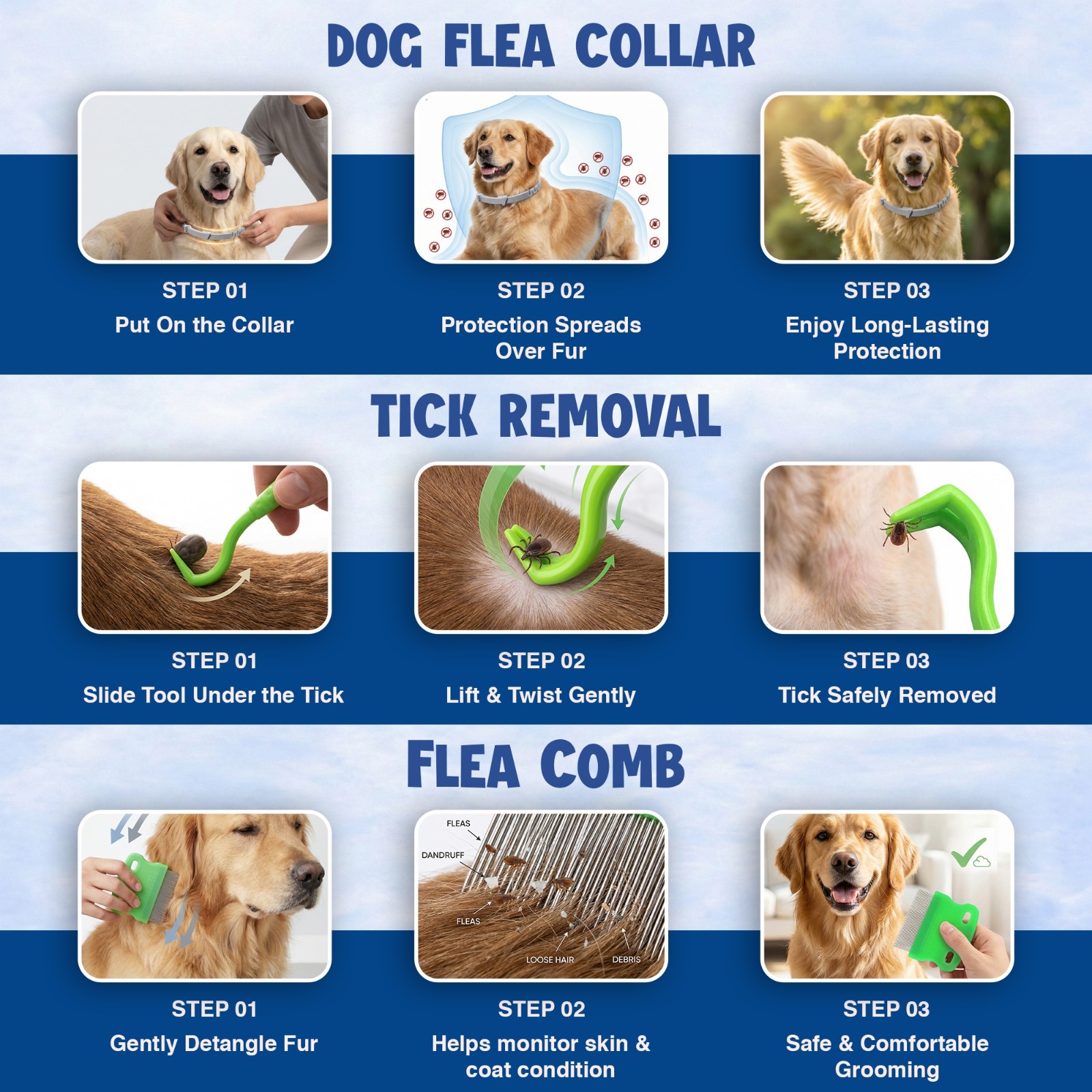 BKRMART Dog Flea and Tick Collar 8 Months Protection 2 Pack Flea Collar For Dogs