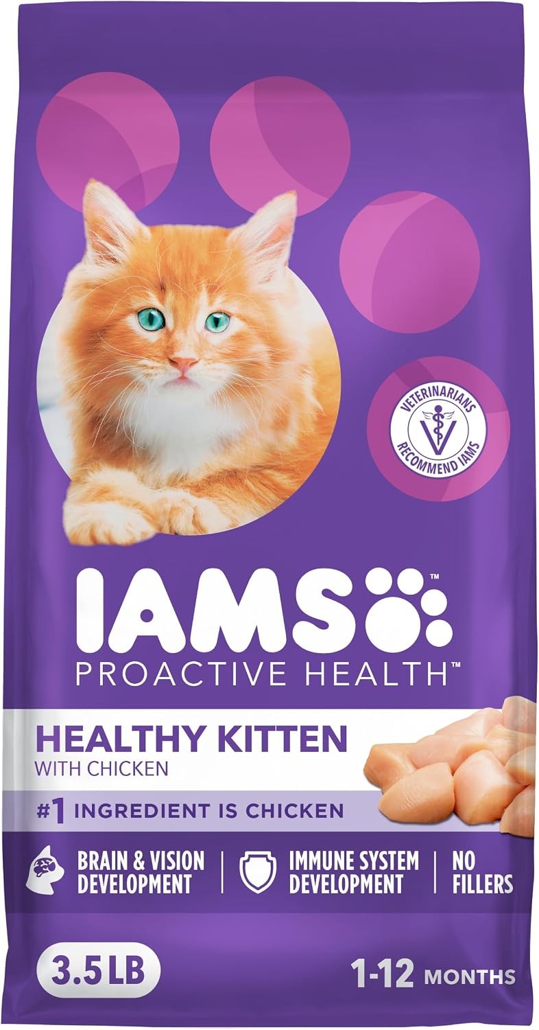 IAMS PROACTIVE HEALTH HEALTHY KITTEN Dry Cat Food with Fish Oil Chicken 3.5-Lbs