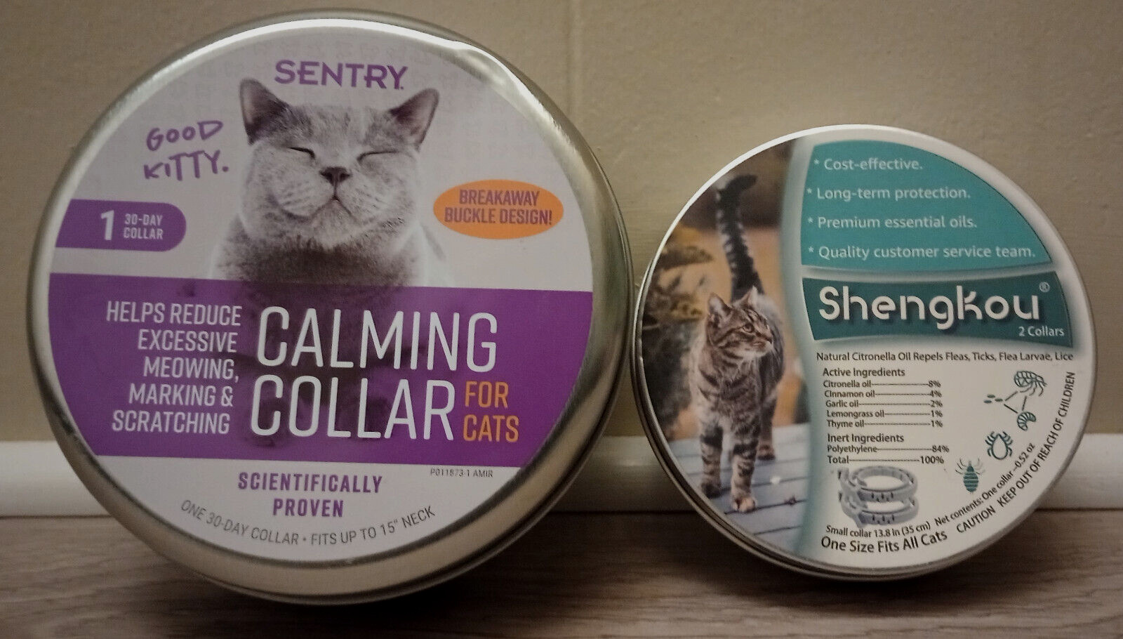 Sentry Calming Collar For Cats + Natural 12-Month Protection Collar