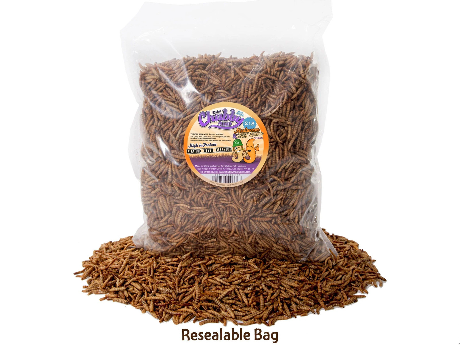 2lb Chubby Mealworm & Black Soldier Fly Larvae Mix Chicken, Duck & Bird Treat