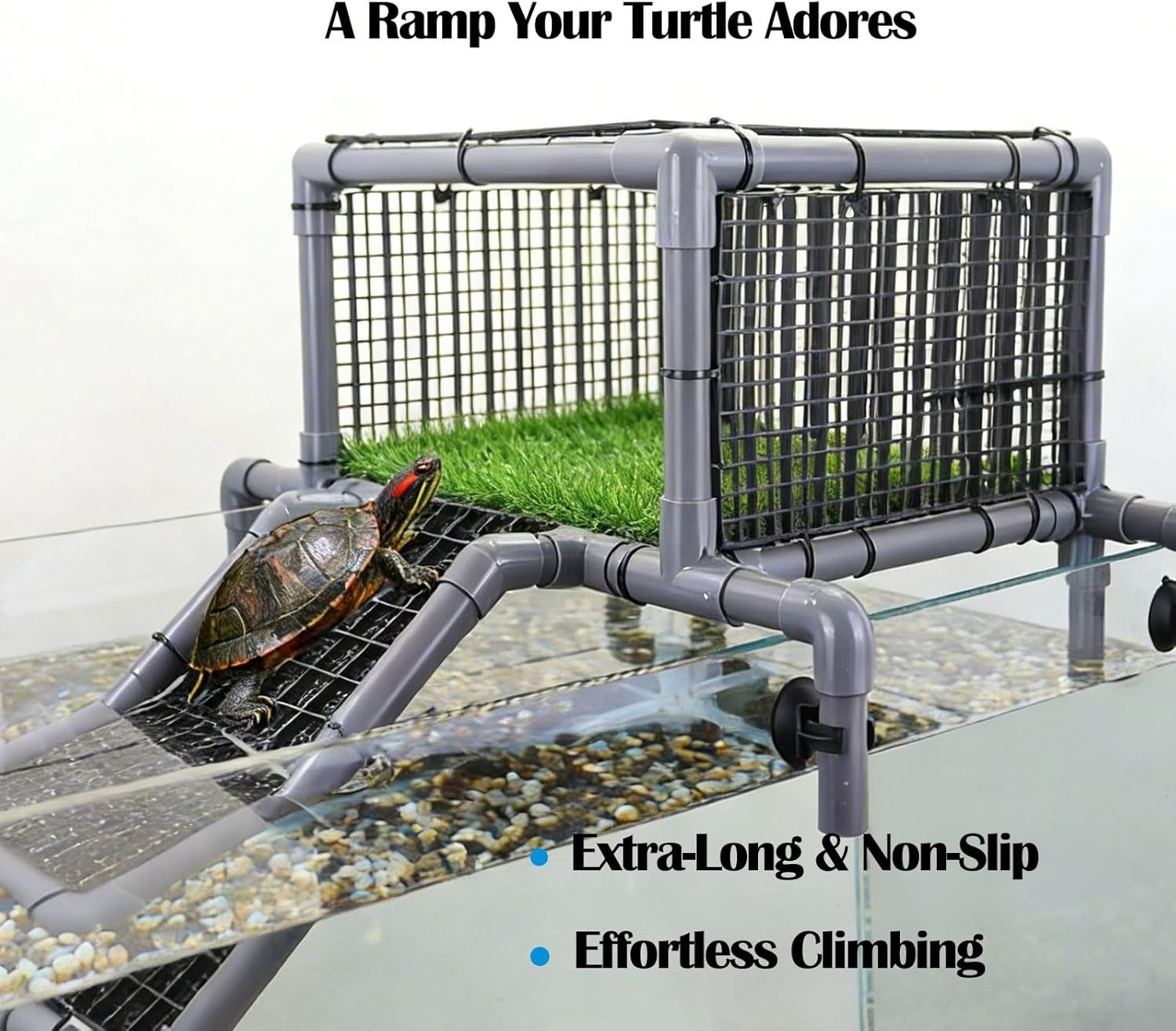 Elevated Turtle Basking Platform with Ramp for 75/90/125 Gallon Tanks