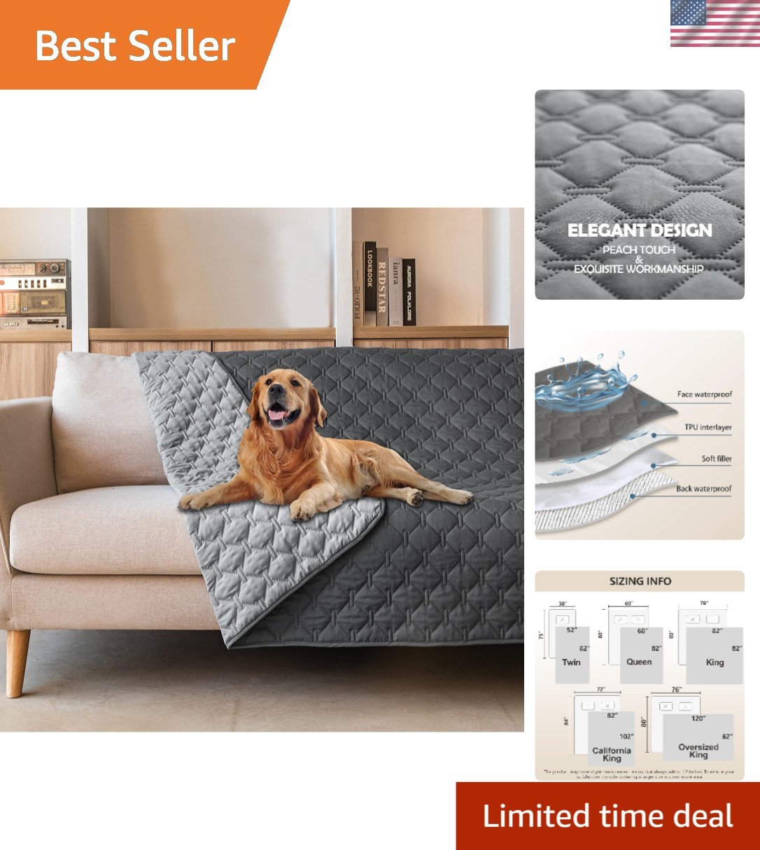 Elegant Double-Sided Pet Blanket 68×82″ – Waterproof Furniture Cover for Dogs