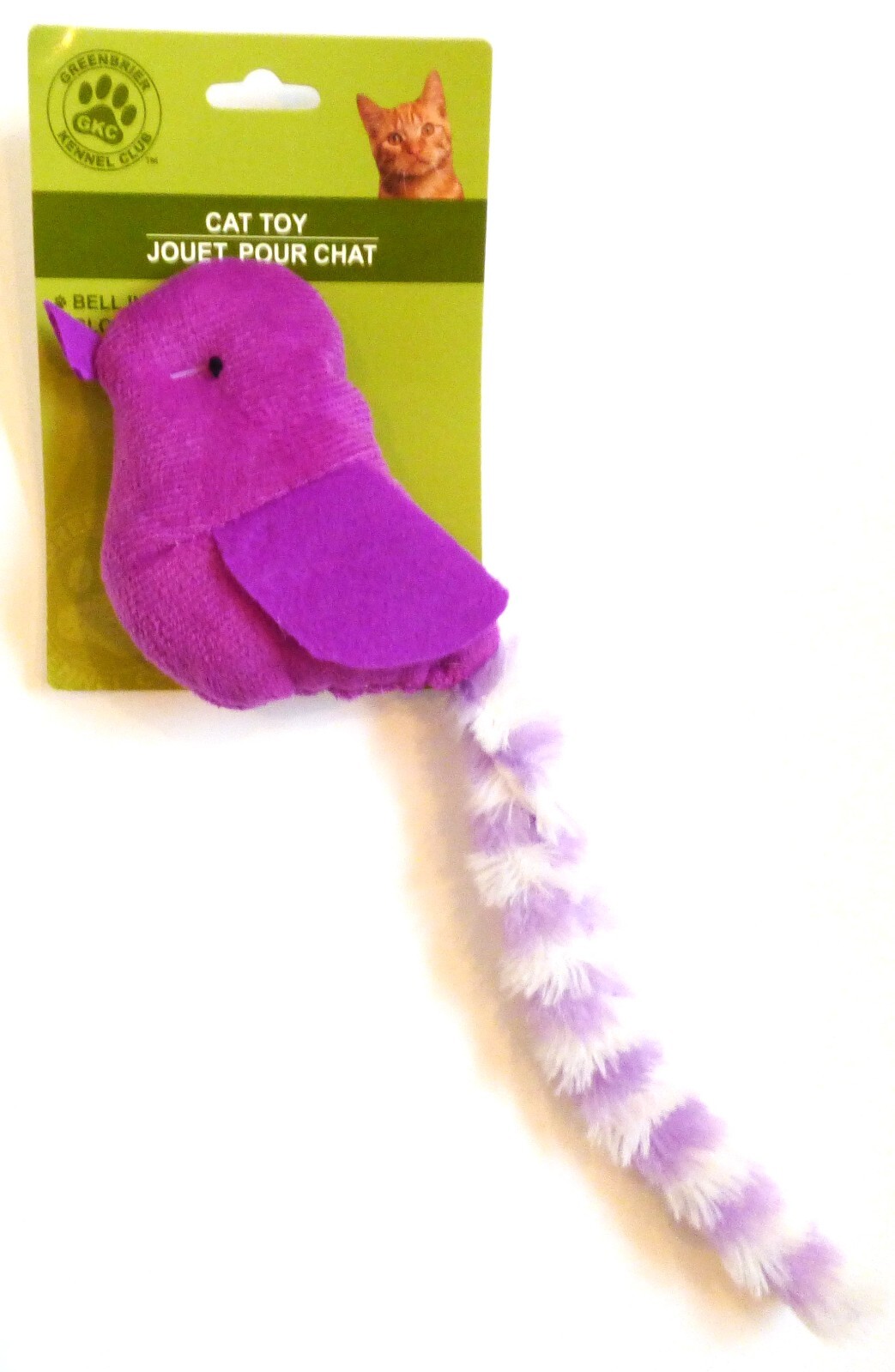 GKC Plush Furry Bird Cat Toy w Bell 12″ Green Red Blue Purple ~ Choice