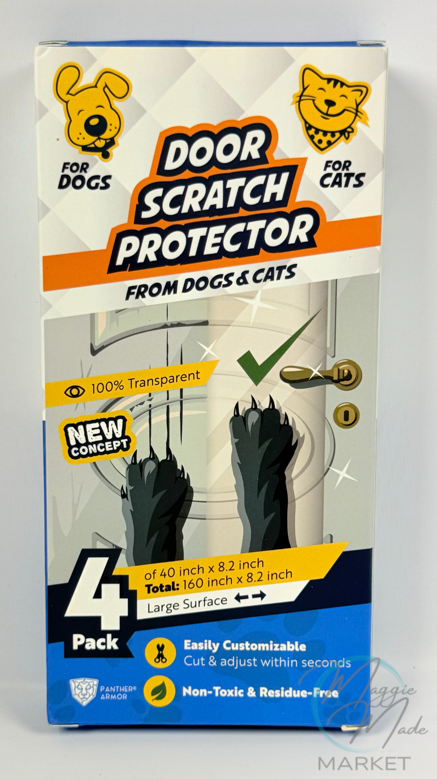 New Door Scratch Protector Clear Pet Guard Dogs Cats Adhesive 4 Pack