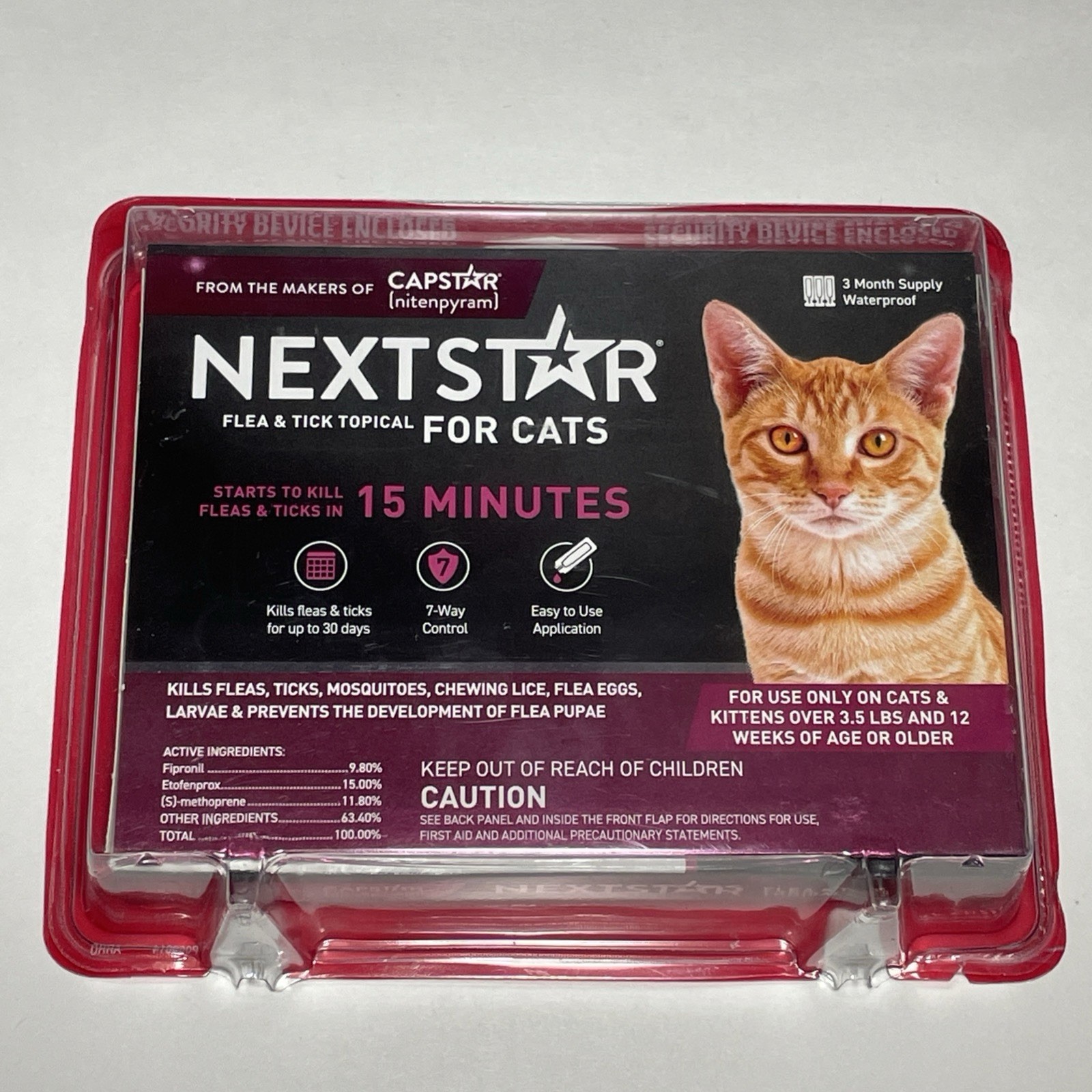 Nextstar Flea & Tick Topical for Cats over 3.5lbs Fast Acting 3 Month Supply