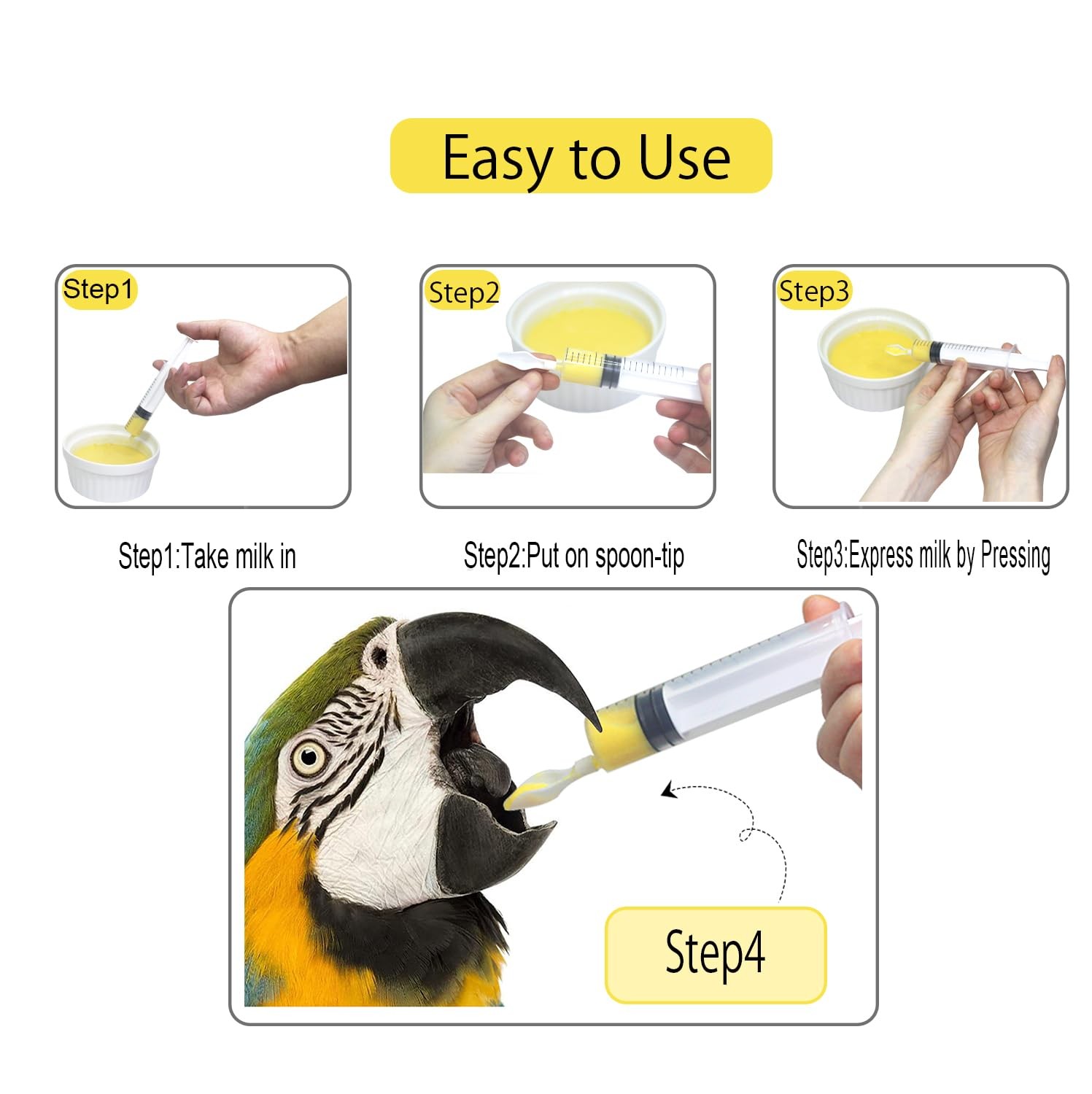 Baby Bird Feeding Syringe,Parrot Small Pet,Manual Syringe Feeder, Milk Water,…
