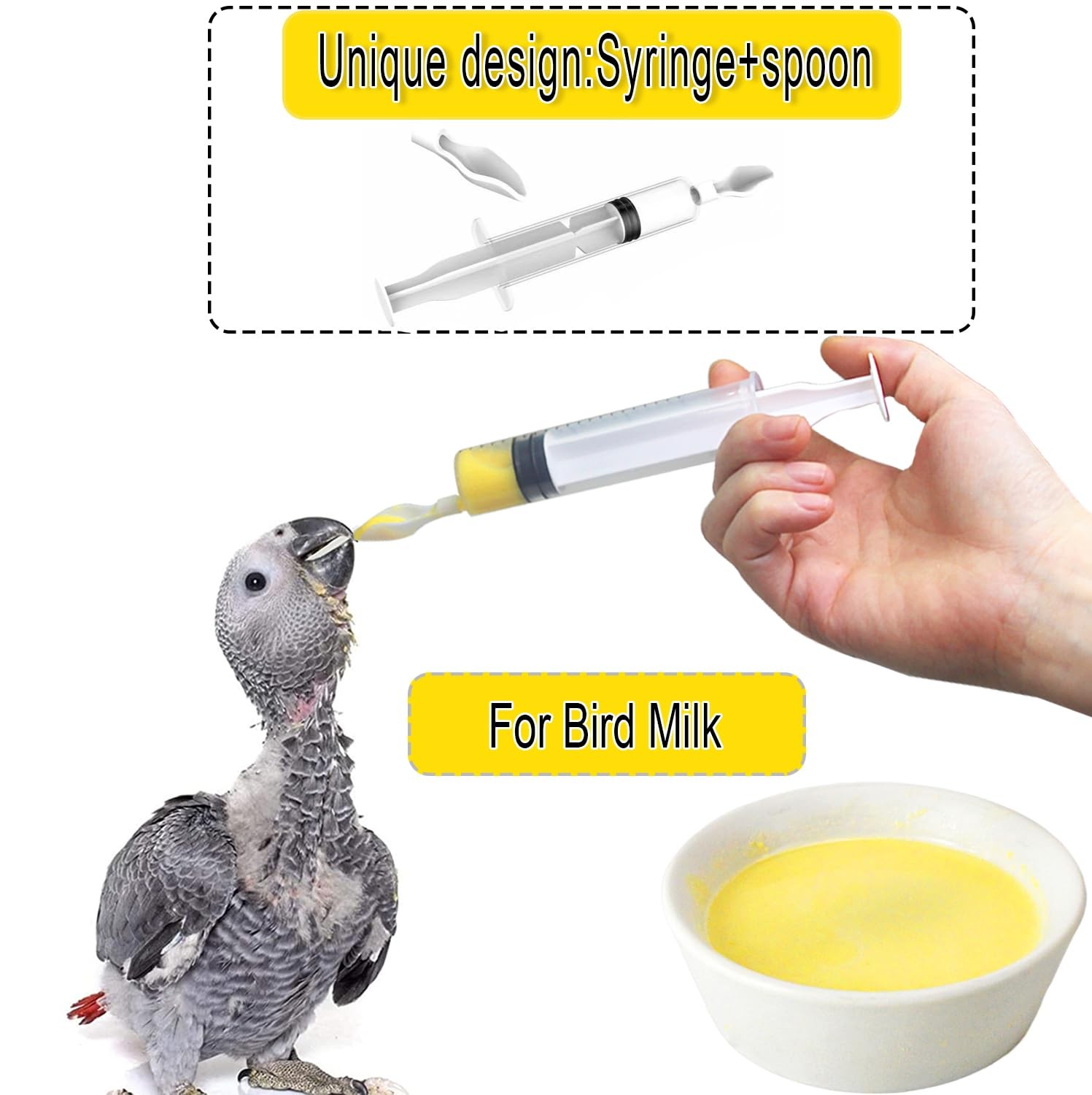 Baby Bird Feeding Syringe,Parrot Small Pet,Manual Syringe Feeder, Milk Water,…