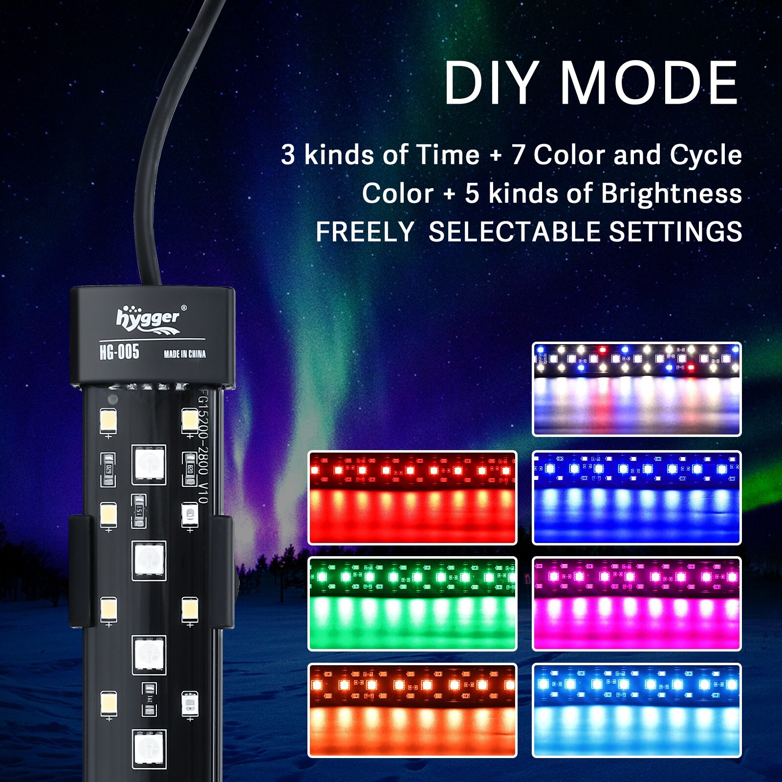 hygger Submersible Aquarium LED Light Underwater 12 15.9 19.9 23.4 27.4inch