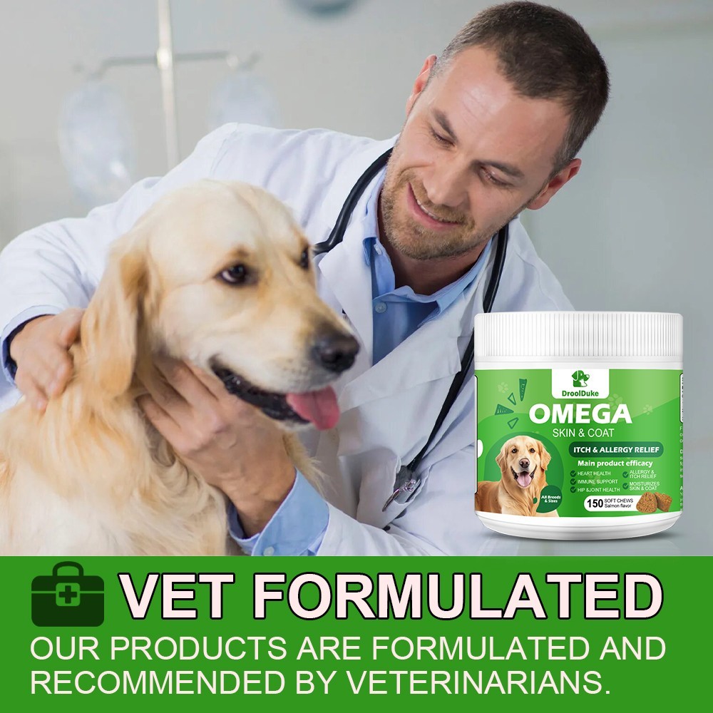 Omega 3 Fish Oil for Dogs 90 Chews Skin and Coat Supplement Salmon Flavor