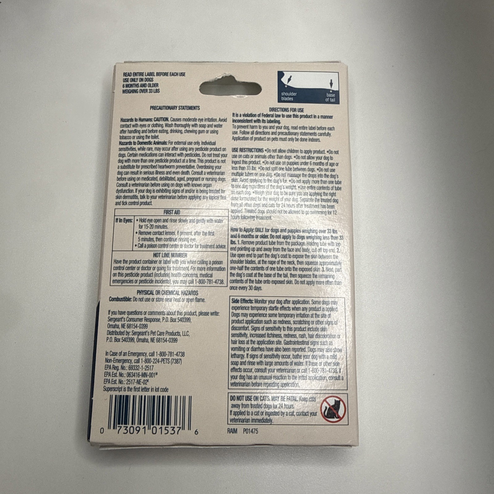 Sergeant’s Bansect Squeeze-on Dog Flea & Tick Control Monthly Control