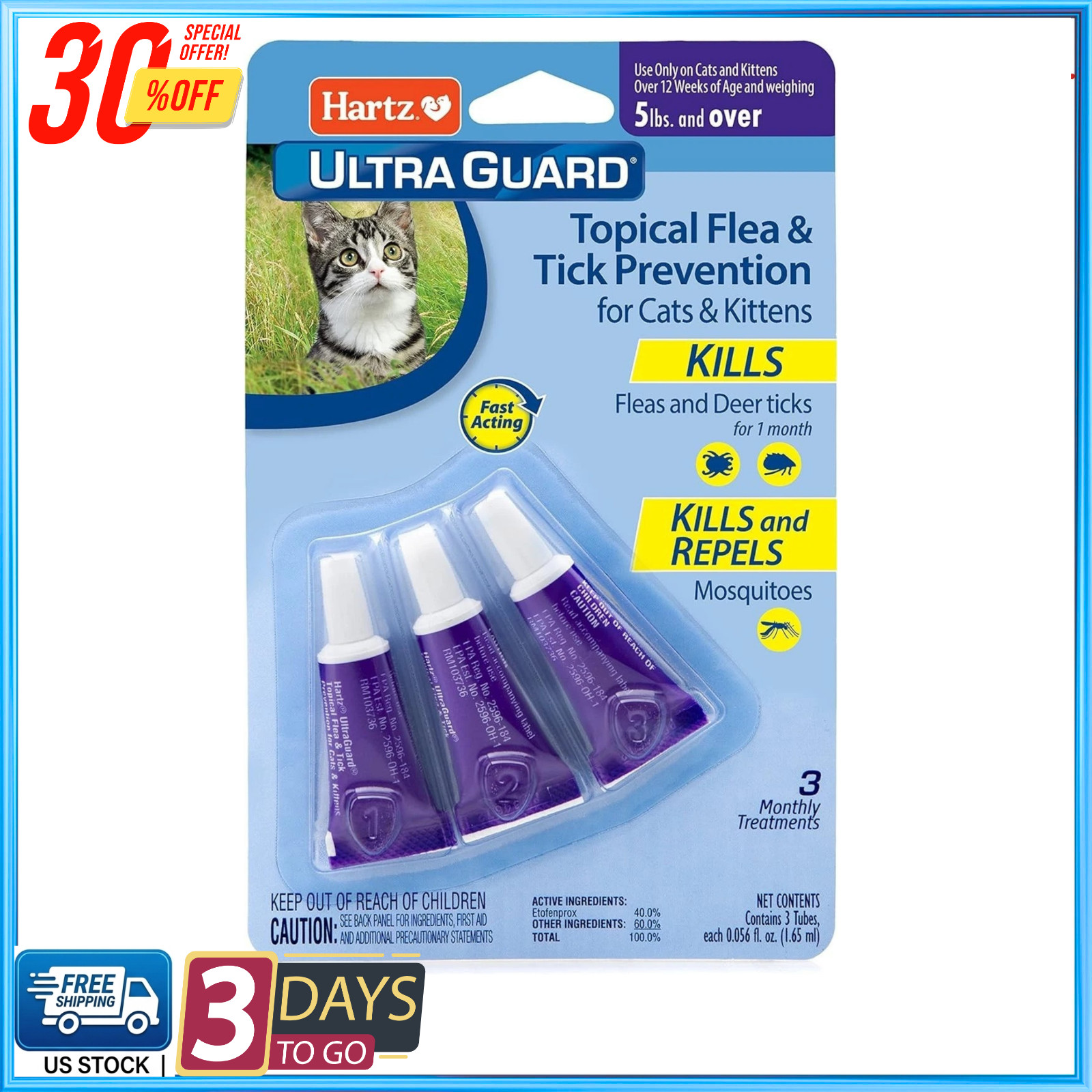 Flea Treatment Medicine For Cats Kittens Drops Meds Remedy Tick Control Topical