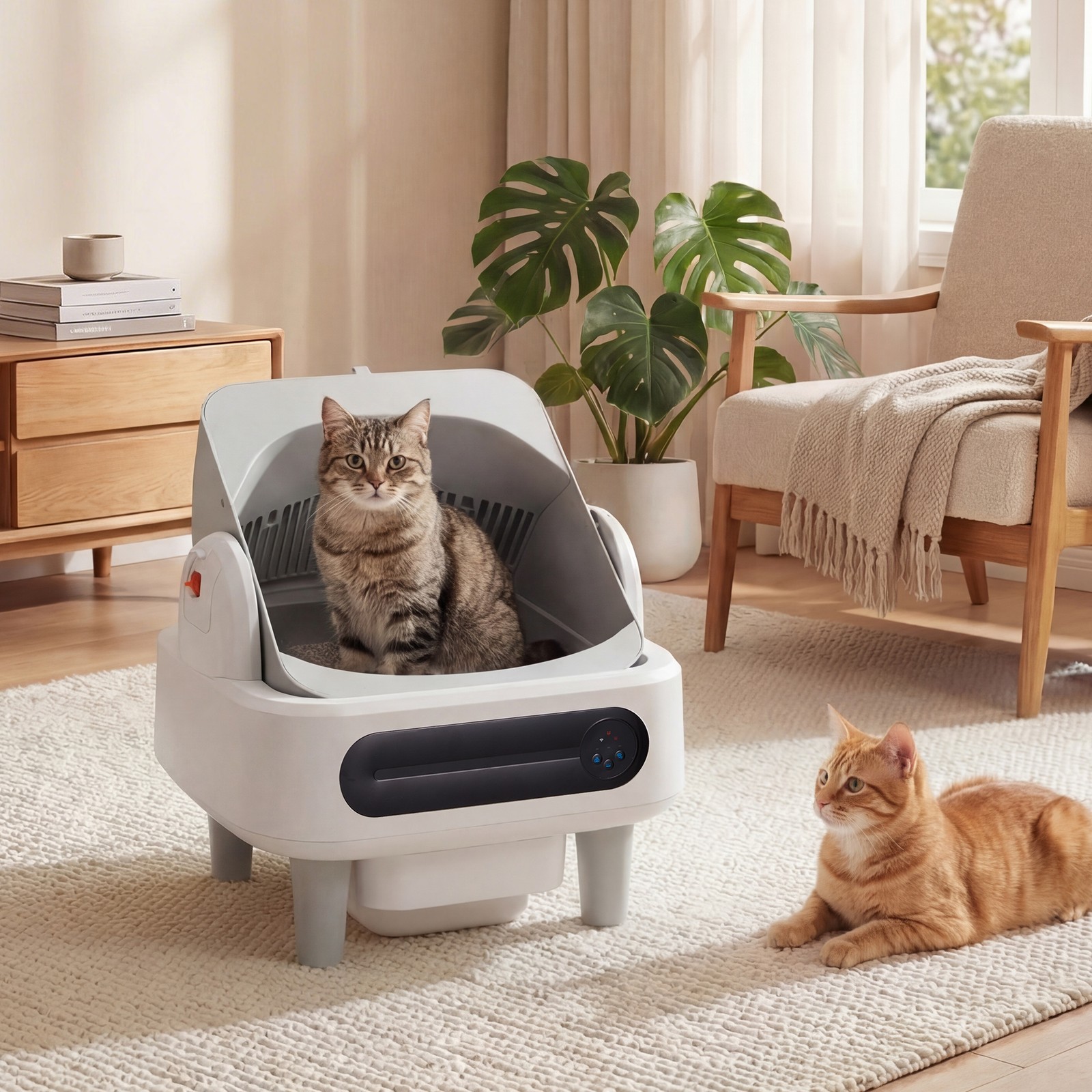 HOMMOW Automatic Self Cleaning Cat Litter Box 11L Open Top Smart Multi Cat WiFi