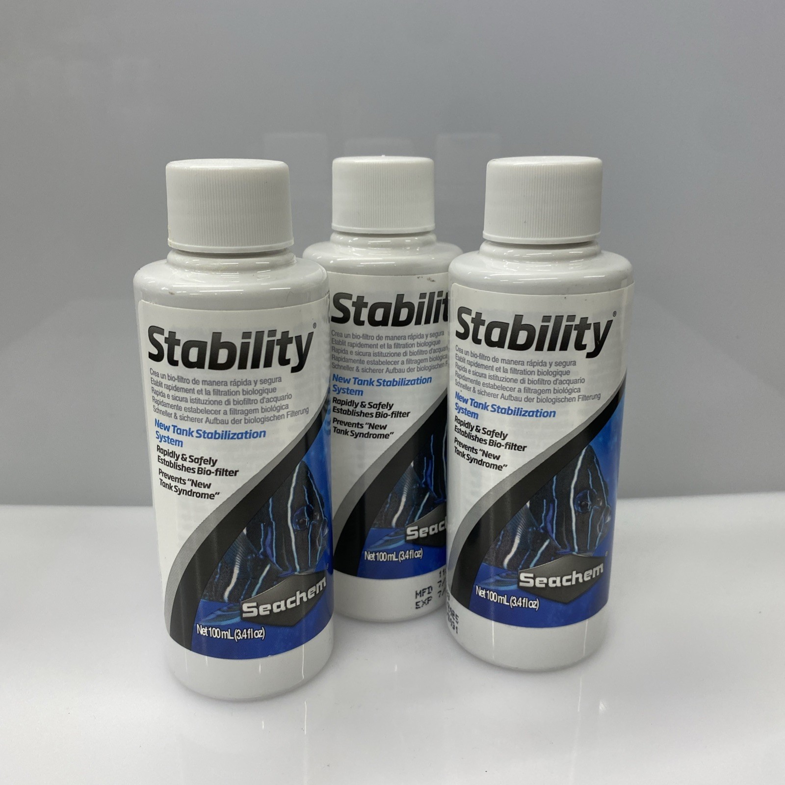 3X Seachem Stability Fish Tank Stabilizer – For Freshwater 3.4 Fl Oz