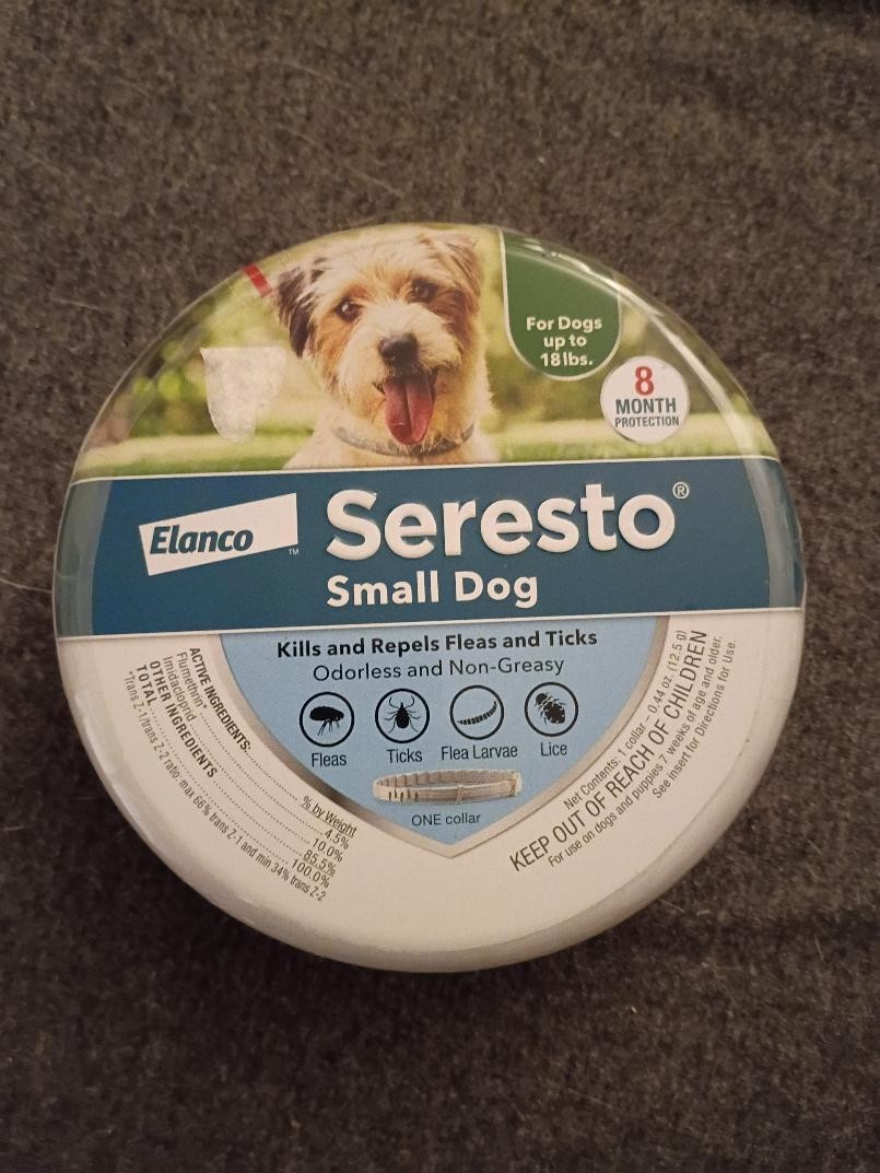 Seresto Flea/Tick Collar, Small Dogs, 18 lbs , 8 Month Protection, Sealed, New