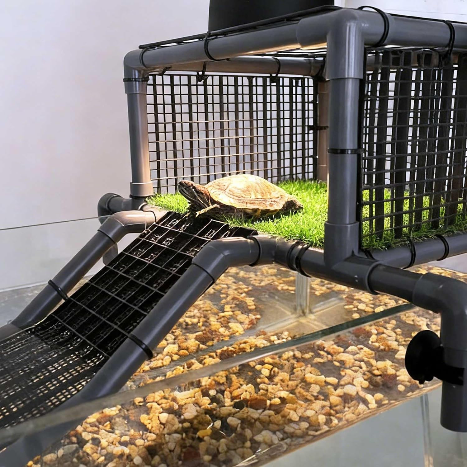 Extra Large Turtle Basking Platform, Heavy-Duty Above Tank Dock & Ramp for Aqua