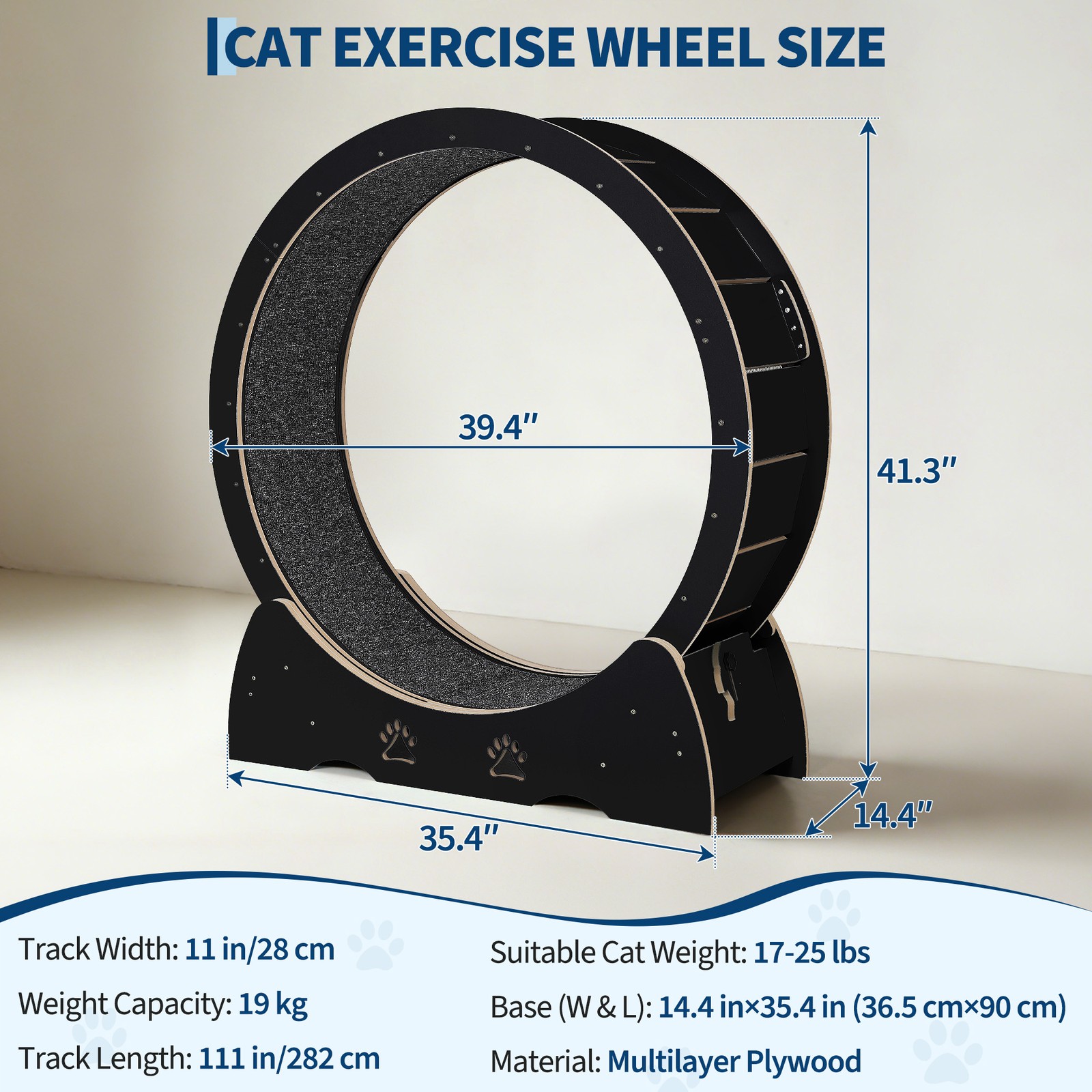 Cat Exercise Wheel Large Silent Running Wheel Indoor Cat Treadmill with Carpet